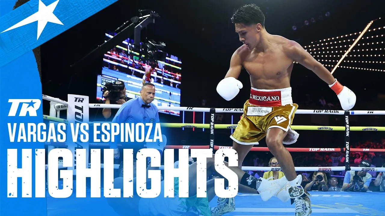 HUGE KO! Emiliano Vargas Demolishes Alexander Espinoza In The First Round | FIGHT HIGHLIGHTS background