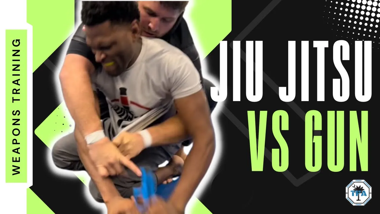 Gun control in the closed guard. Jiujitsu weapons training.