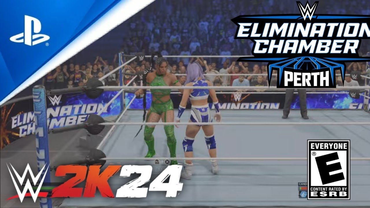 WWE 2K24 bianca Belair vs Candice leare/elimination chamber Perth