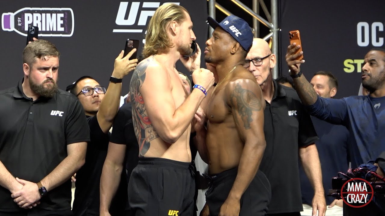UFC 321: Alexander Volkov vs. Jailton Almeida weigh in Face Off