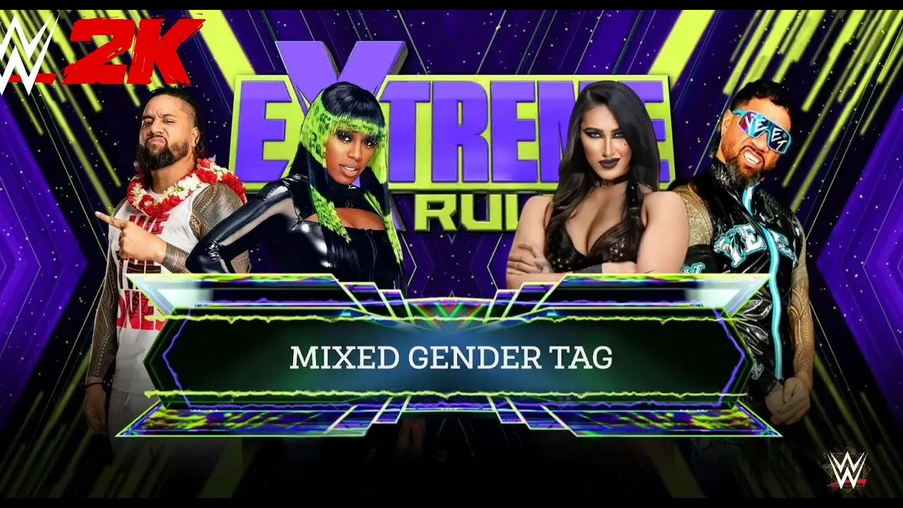 WWE 2K24 - Rhea Ripley & Jey Uso vs Jimmy Uso & Naomi Couples Match #wwe #wwe2k24