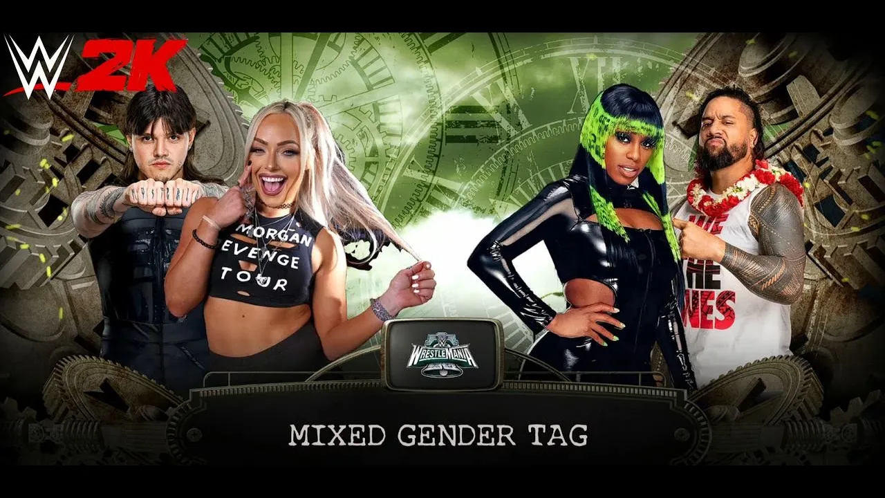 WWE 2K24 -Liv Morgan & Dominik Mysterio vs Jimmy Uso & Naomi Couples Match #wwe #wwe2k24 background