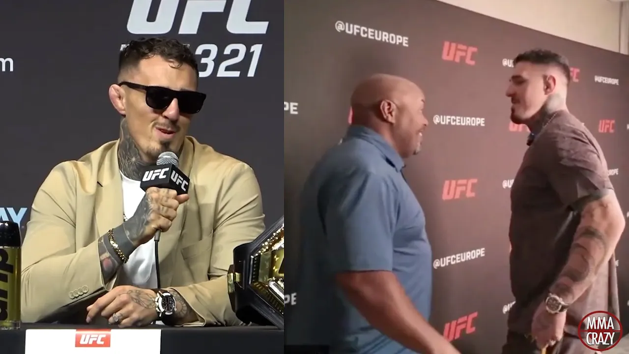 Tom Aspinall reacts to LEAKED comments from Daniel Cormier in viral video background