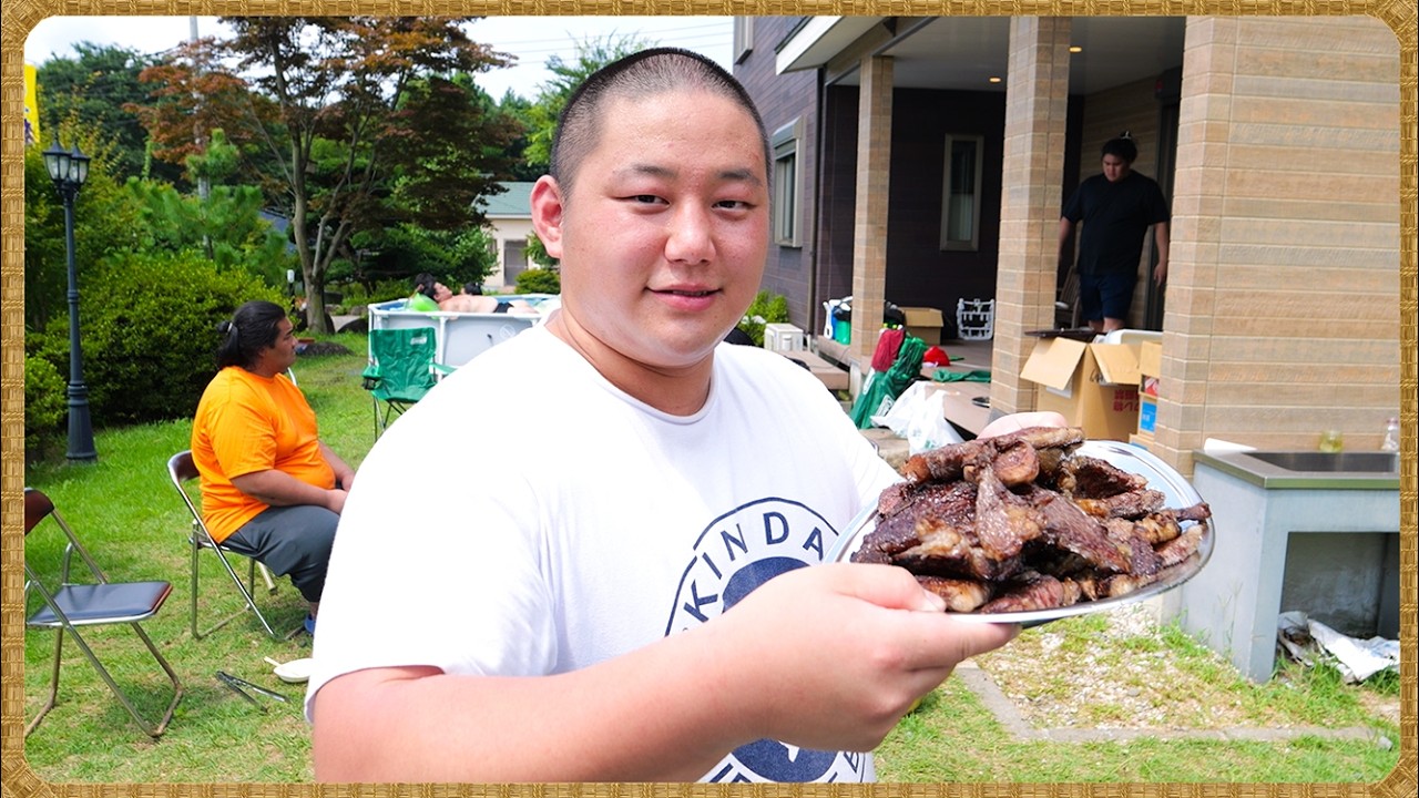 【合宿BBQ】サーロインステーキ・鶏の照り焼き・ソーセージ・焼きおにぎり / 朝稽古・プール