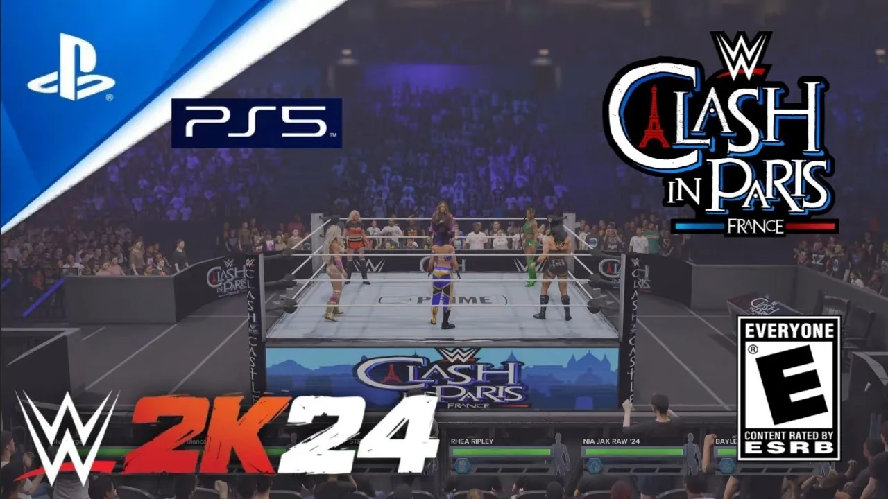 Tiffany Stratton vs liv morgan vs rhea Ripley vs Bayley vs Nia Jax vs bianca Belair clash in Paris backdrop