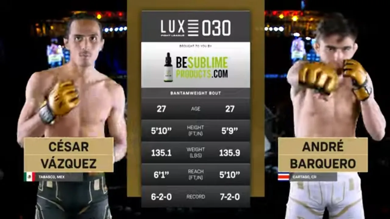 André Barquero vs Cesar Vázquez en Lux 030 background