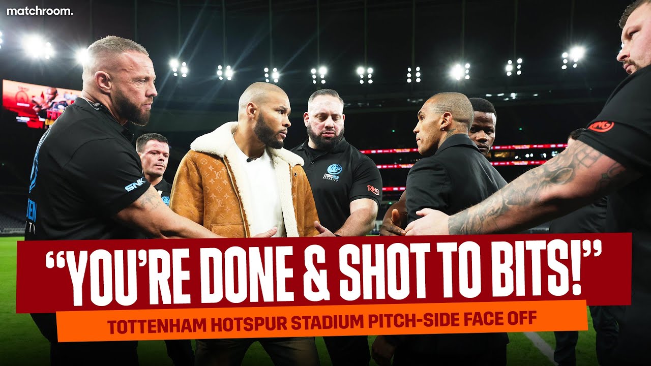 "You're F**king Finished!"- Conor Benn & Chris Eubank Go At It Pitch Side background