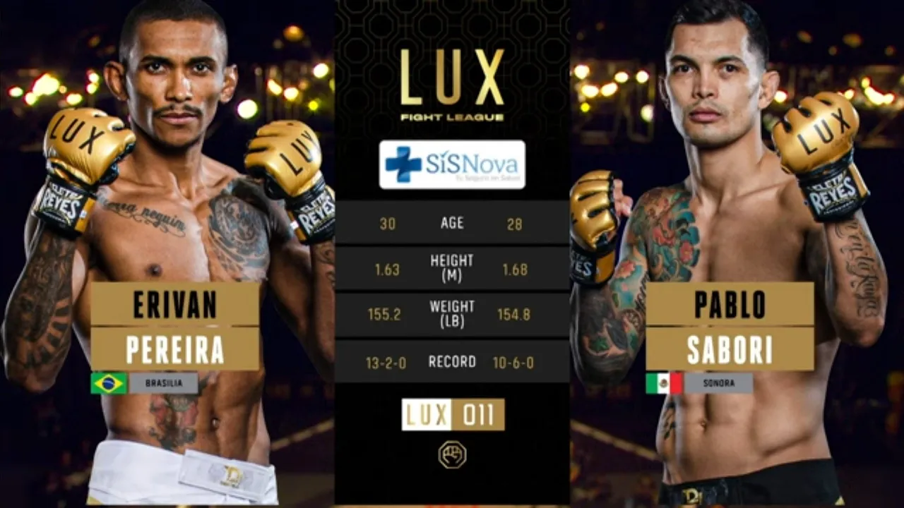 ⚔️ Pablo “Gallo Negro” Sabori vs Erivan Pereira | Técnica, poder y corazón en LUX Fight League backdrop
