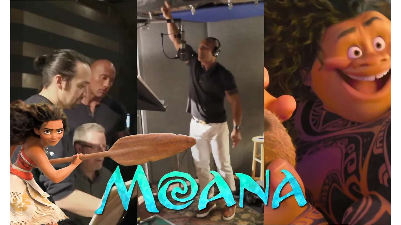Lin-Manuel Miranda & Dwayne 'The Rock' Johnson making of the song "You're Welcome" - Moana background