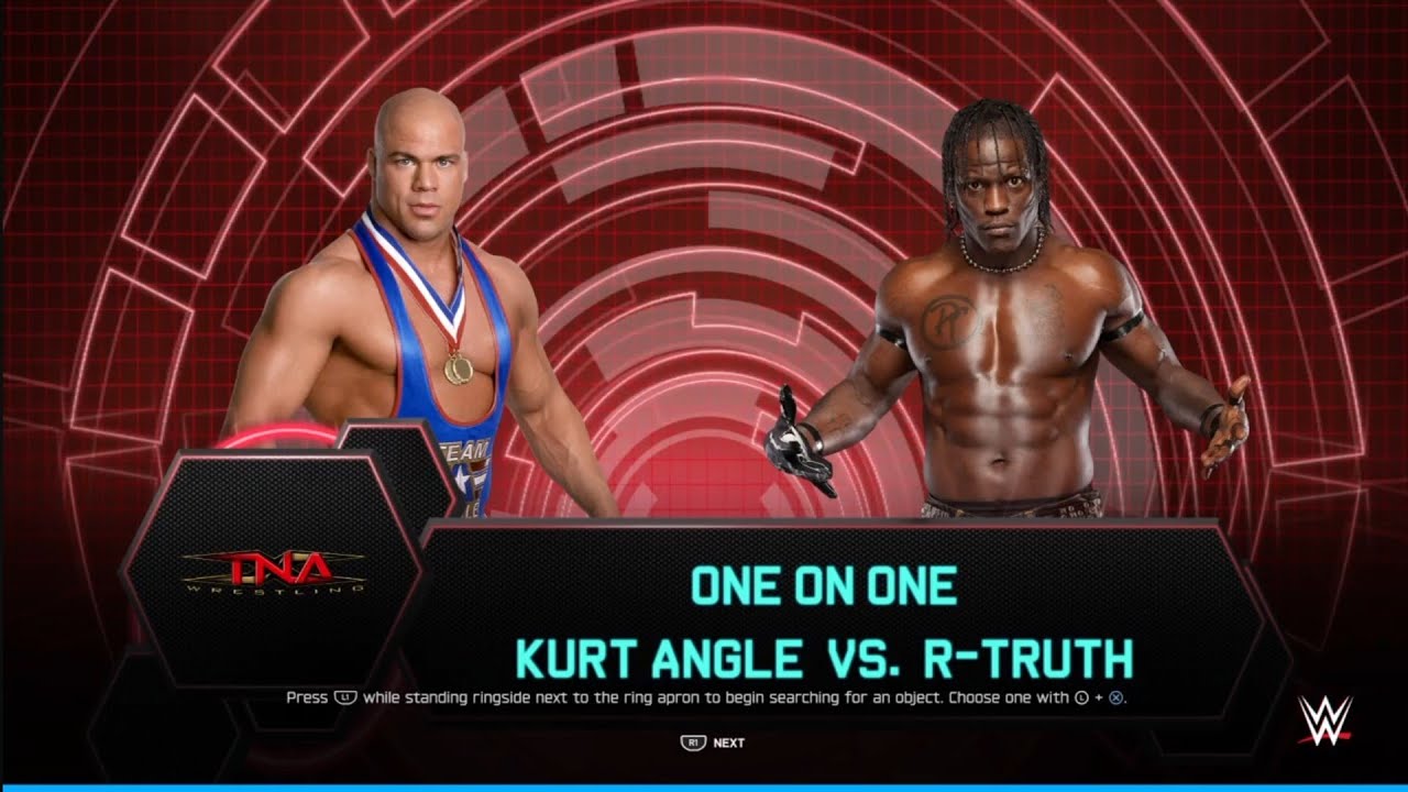 Kurt Angle vs R Truth. TNA. WWE 2K25 background