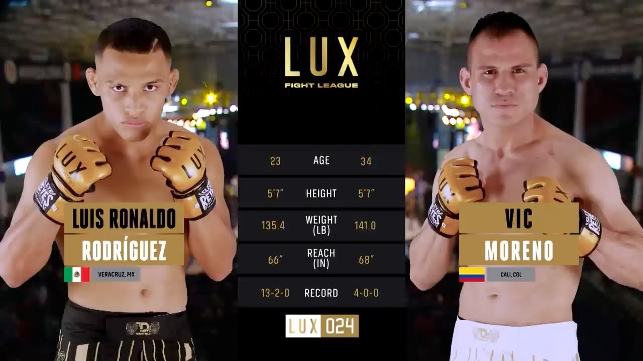 Espectacular Victoria de Luis 'Lazy Boy' Rodríguez sobre Vic Moreno en Lux Fight League backdrop