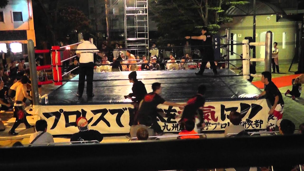 2015/10/8【5】第40回中洲まつり 1日目 メインイベント 2-2 =九州産業大学プロレス研究部= background