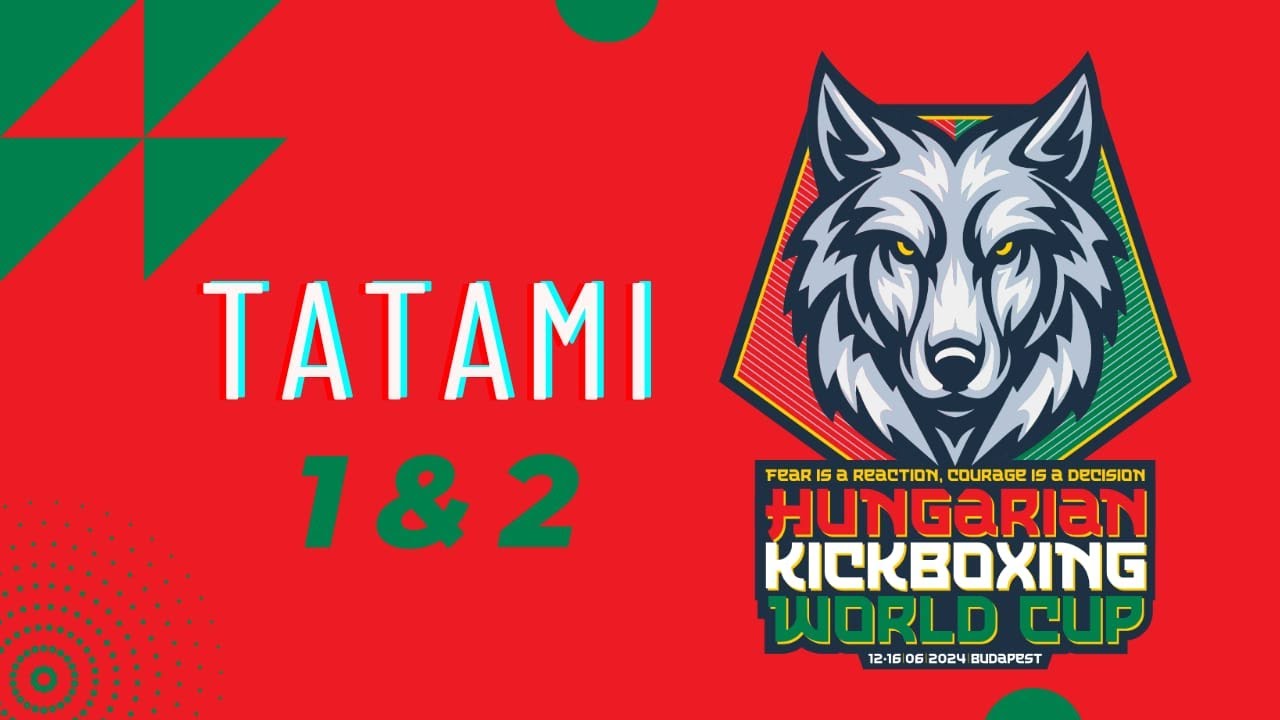Tatami 1 & 2, Friday Hungarian Kickboxing World Cup 2024 backdrop