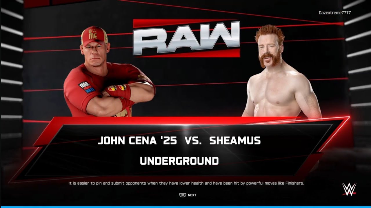 John Cena Final champion vs Sheamus.  Raw. WWE 2K25