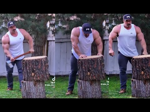 BodyBuilder Goes Viral Trying To Chop Wood
