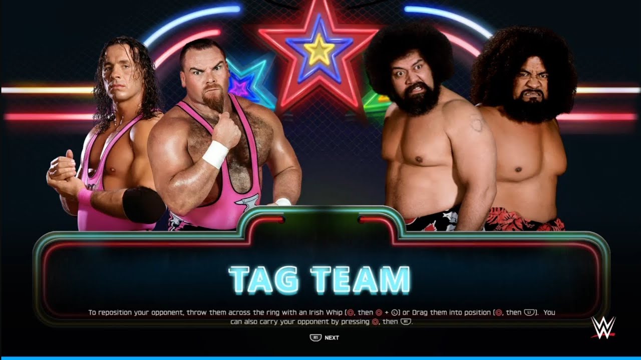 The Hart Foundation vs The Wild Samoans. SNME. WWE 2K25