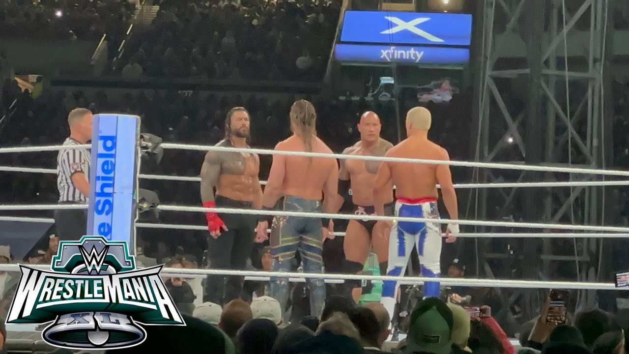The Rock and Roman Reigns vs Cody Rhodes and Seth Rollins Full Match | WrestleMania XL | 04/06/24 backdrop