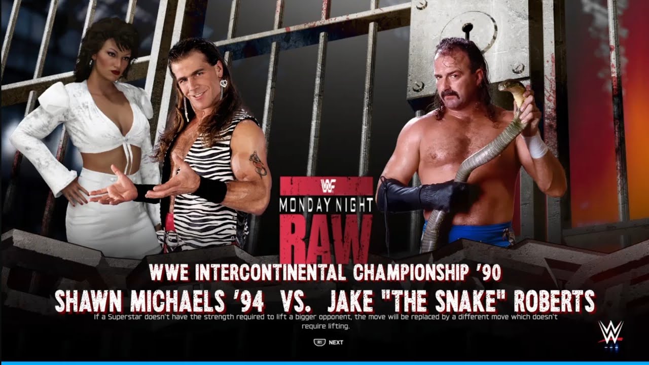 Shawn Michaels vs Jake Roberts. Monday Night Raw. WWE 2K25