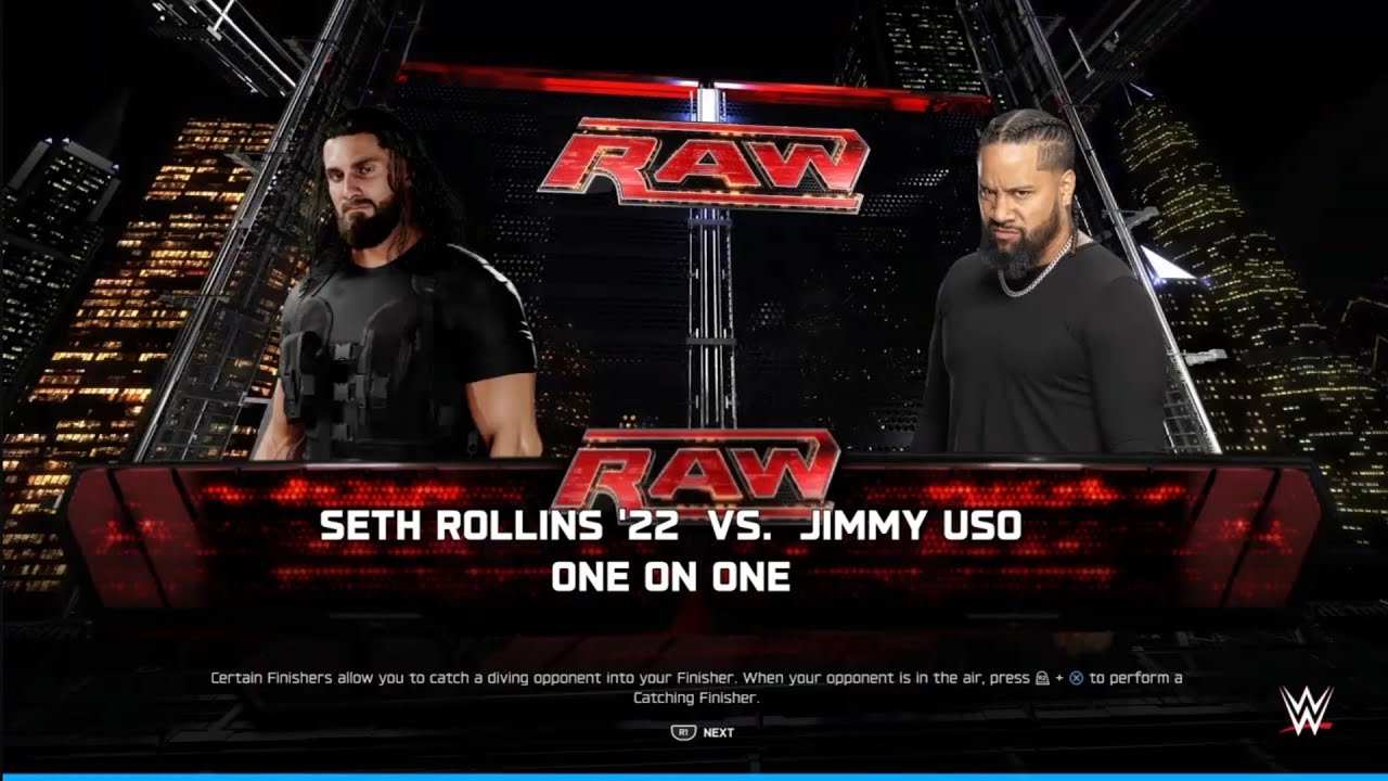 Seth Rollins vs Jimmy Uso. Raw 22. WWE 2K25
