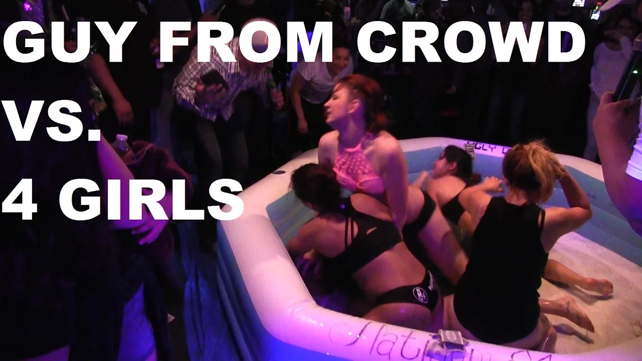 Guy Gets Wet With FOUR Sexy Girls! | Man Vs. FOUR Girls | Oil Wrestling | Season 2 | Night 8