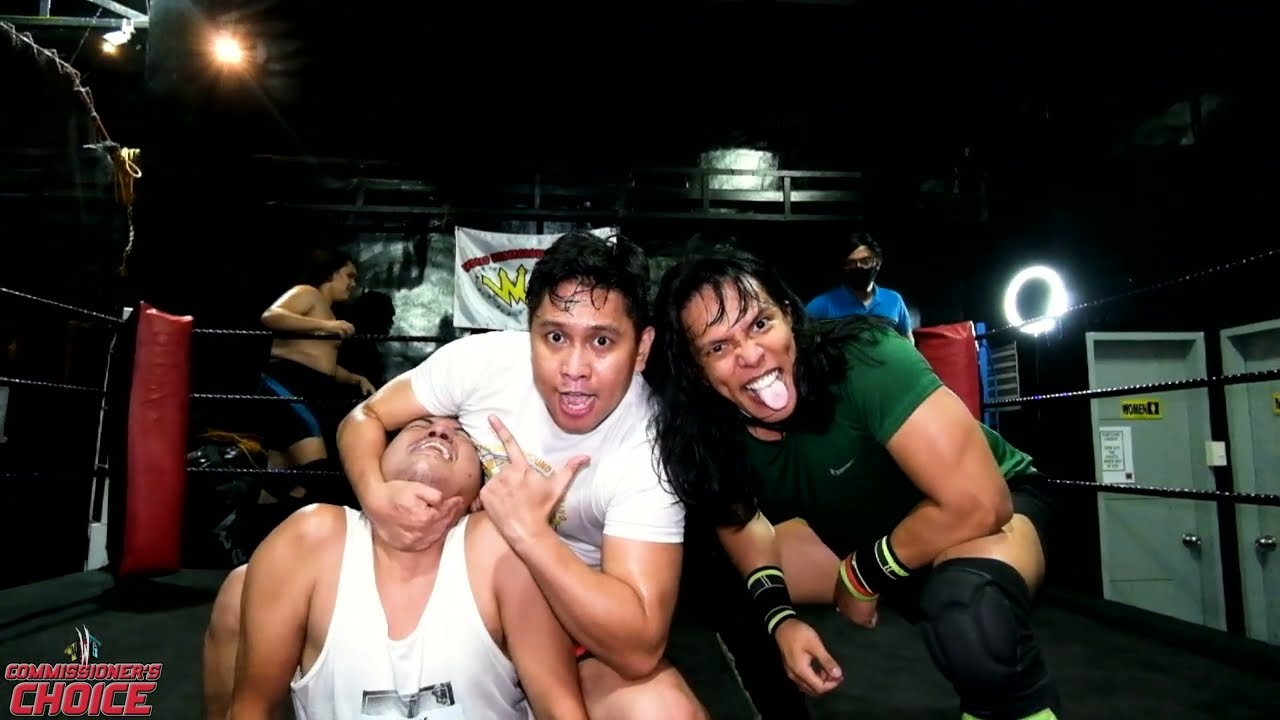 Pinoy Wrestling Tag Match Action with Fabio, Dabid and Jomar! MWF Commissioner’s Choice backdrop