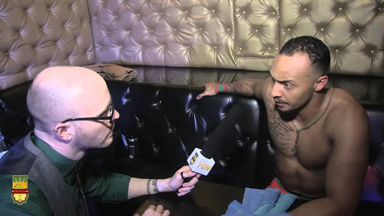 Backstage with Ashton Smith at PCW Who Dares Wins background