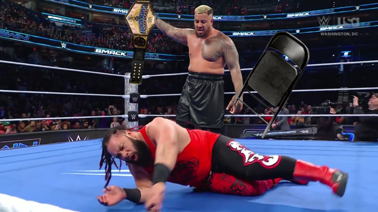 Solo Sikoa Attacks Jacob Fatu & Betray Him For United States Championship WWE Smackdown Highlights background