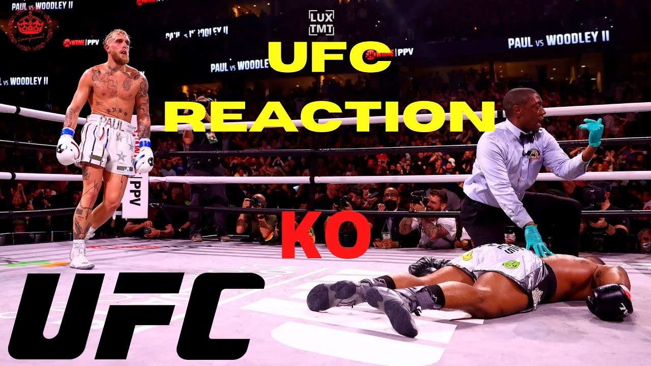 Jake Paul Knocking out Tyron Woodley UFC MMA Pros Reaction!! background