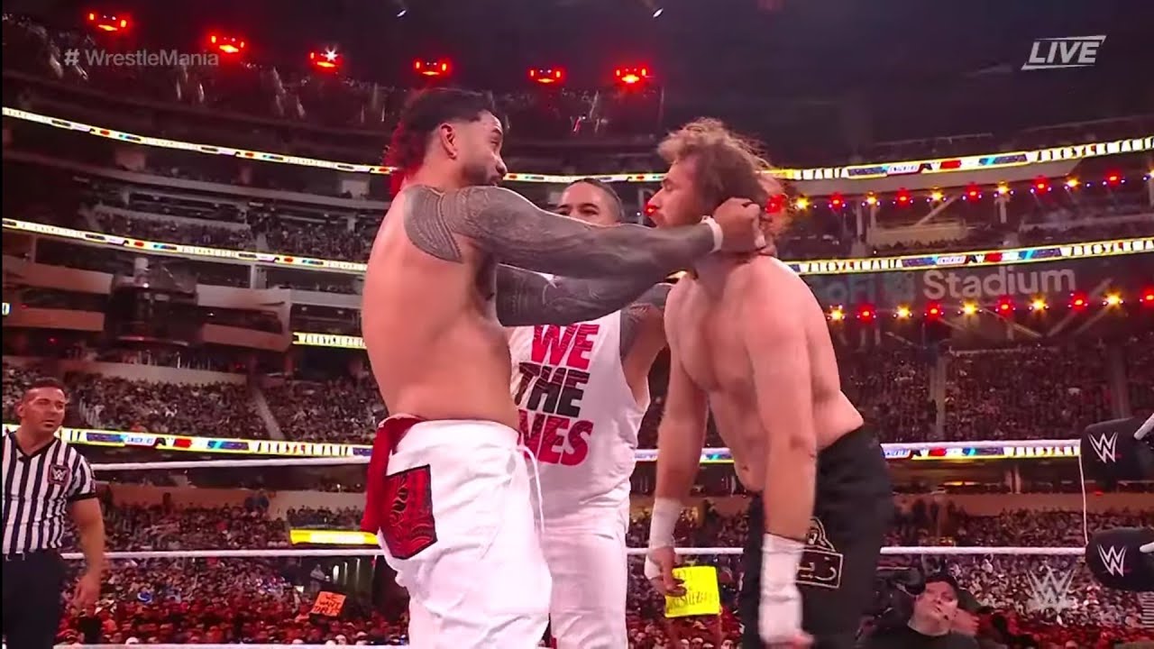Sami Zayn & Kevin Owens Vs The Usos Undisputed Tag Team Titles Match WrestleMania 39 Highlights backdrop