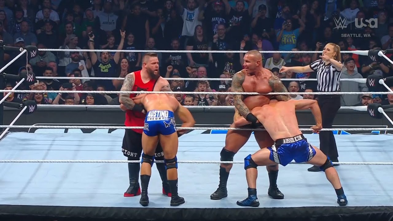 Randy Orton & Kevin Owens vs. Grayson Waller & Austin Theory - WWE SmackDown 9/13/2024 background