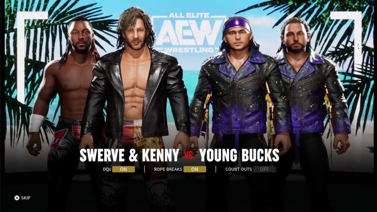 Swerve & Omega vs The Young Bucks. Summer Bash. AEW: Fight Forever backdrop