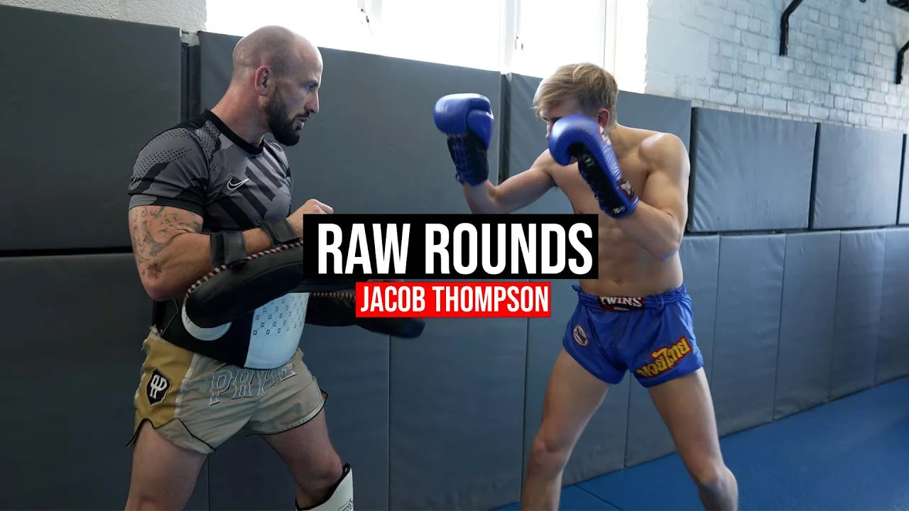 Raw Rounds: Jacob Thompson Muay Thai Pad Work | Siam Boxing background