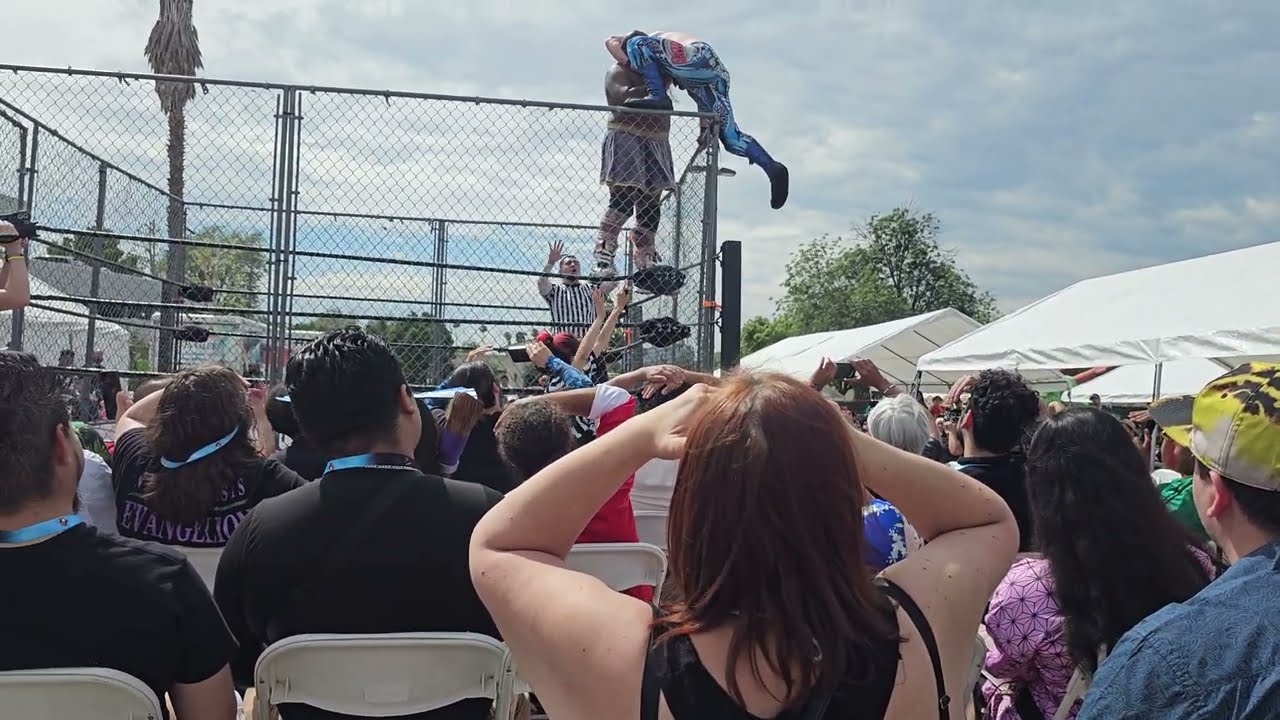 Papa Jace vs Nic Zander in a Solid Steel Cage Match for Anime Riverside 2025 (Referee El Chapin) background