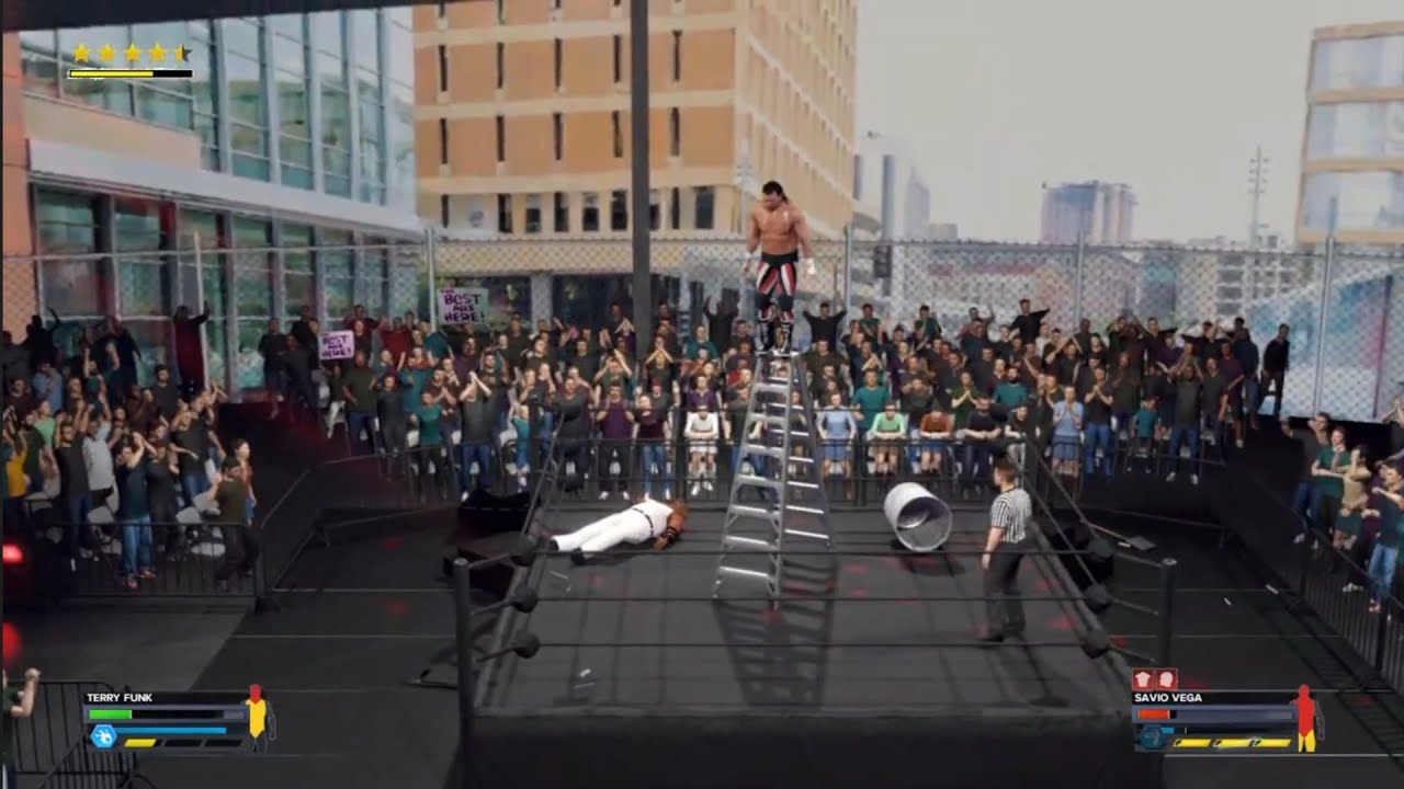 Terry Funk vs Savio Vega. Street Arena. BCW. WWE 2K24