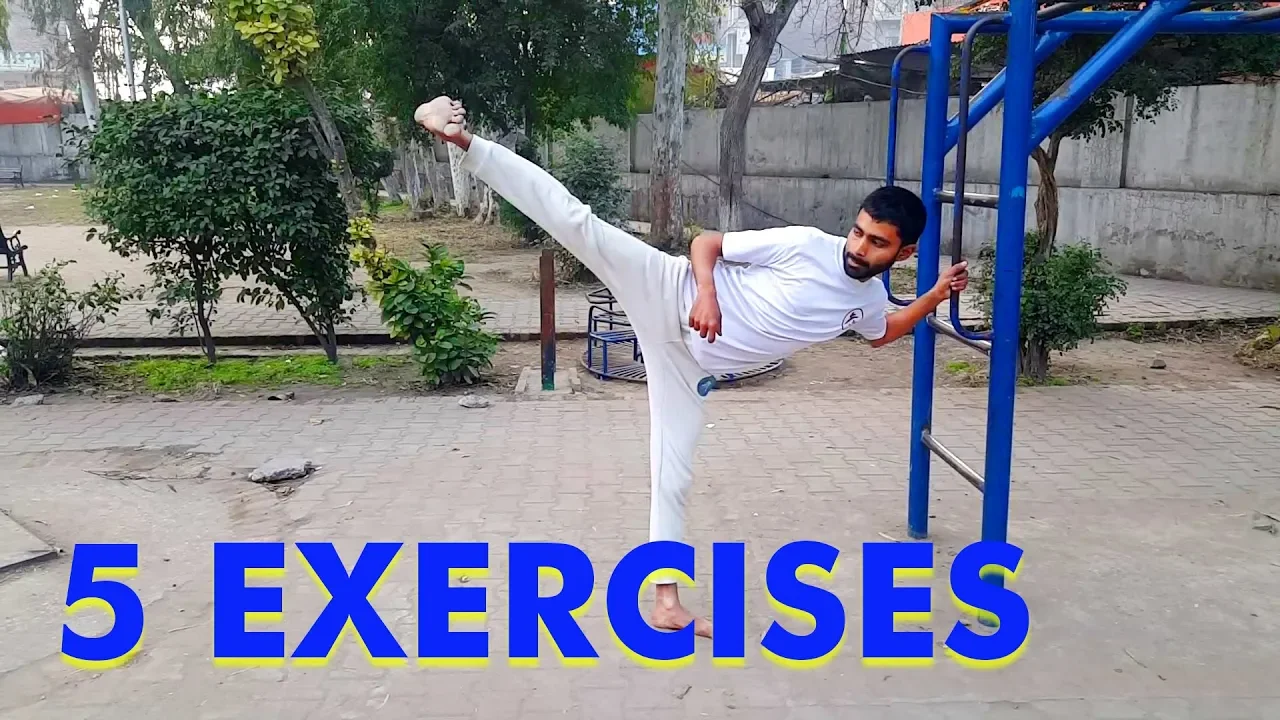 5 simple exercises - Taekwondo karate side kick background