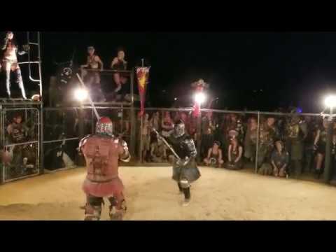 Apocalypse gladiators fight with real weapons at Wasteland Weekend 2018