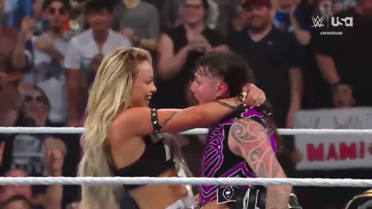 (2/2) #WWE ~ Liv Morgan & Dominik Mysterio vs. Zelina Vega & Rey Mysterio: RAW 7/8/24 backdrop
