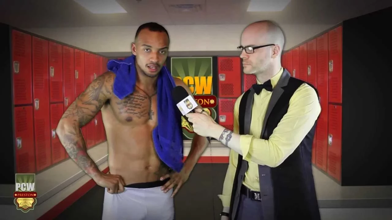 Ashton Smith backstage at PCW Road To Glory background