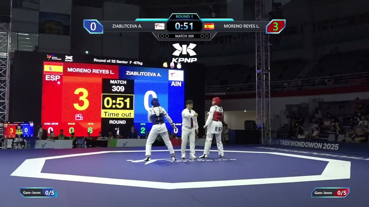 309 Round of 32 F 67kg AIN ZIABLITCEVA A ESP MORENO REYES L PGM background