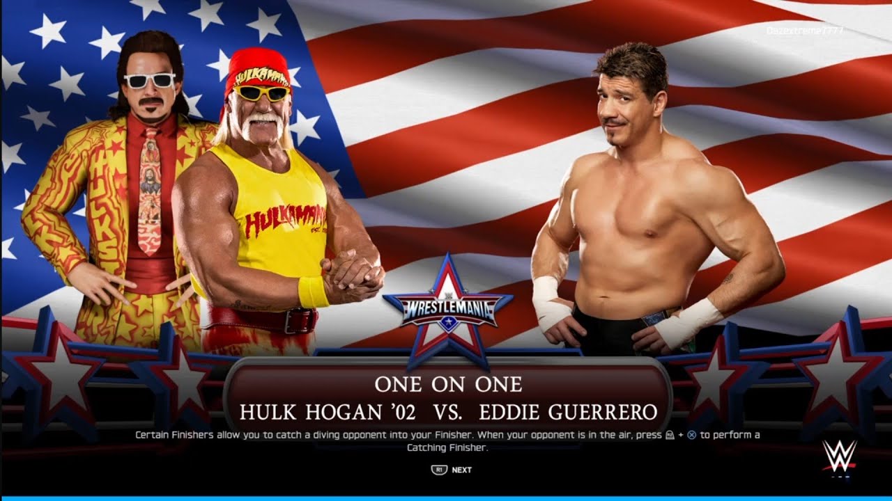 Hulk Hogan vs Eddie Guerreo. WrestleMania America. WWE 2K25 background