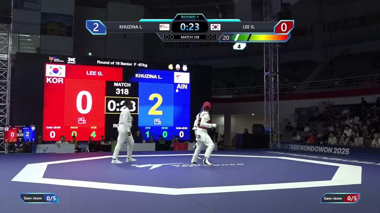 318 Round of 16 F 67kg AIN KHUZINA L KOR LEE G PGM background