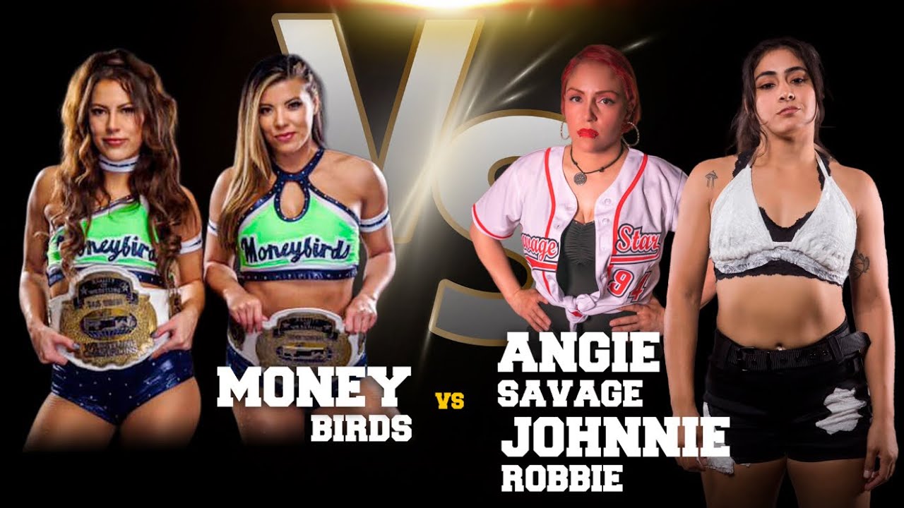 Johnnie Robbie & Angie Savage vs The Money Birds ROW Women’s Tag team champions