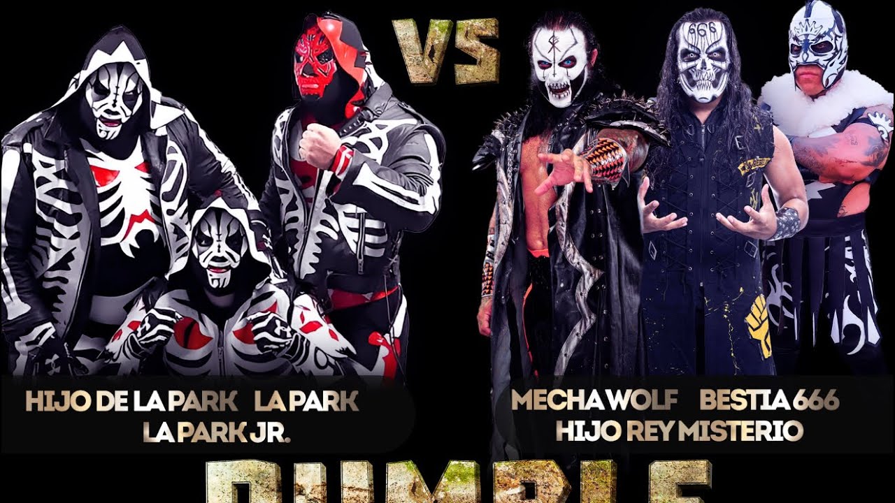 L A Park L A Park Jr Hijo de L A Park vs Hijo de Rey Misterio Bestia 666 Mecha Wolf backdrop