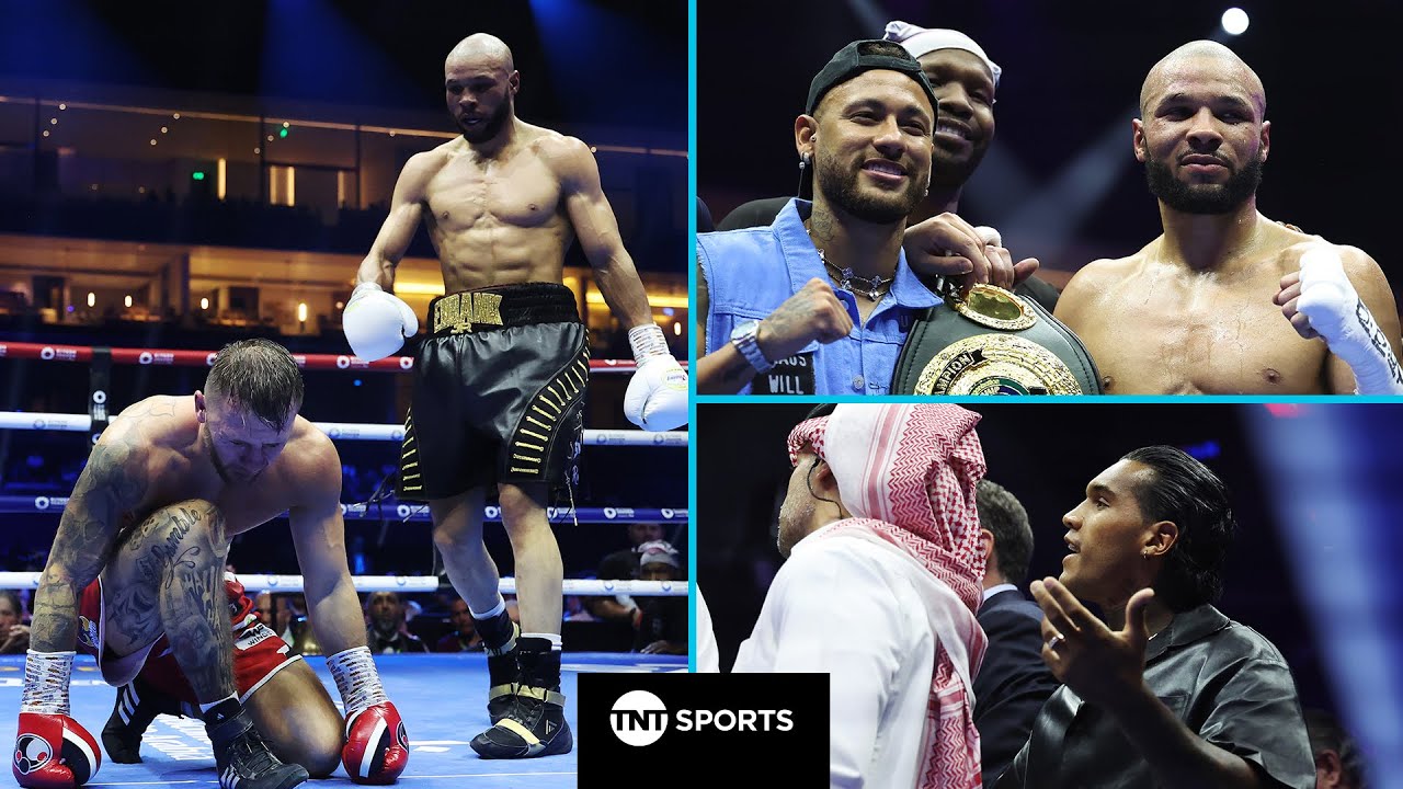 Chris Eubank Jr and Conor Benn facing off with Neymar in between them…🤣#BeterbievBivol 🇸🇦