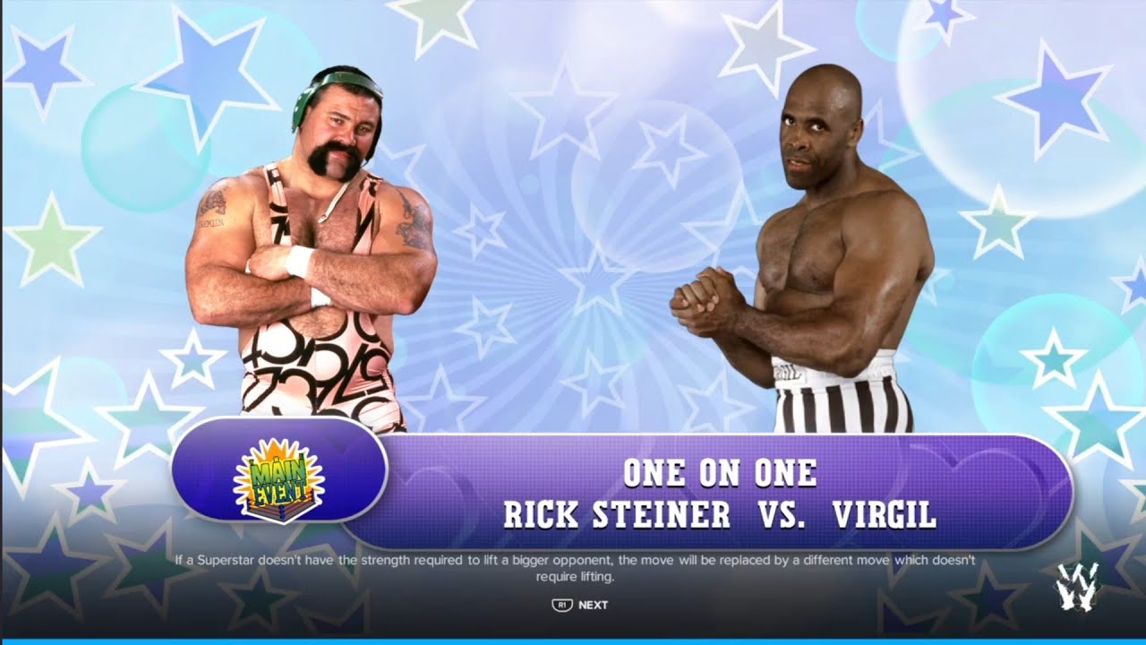 Rick Steiner vs Virgil. World Wrestling Legends Reunion. WWE 2K24 backdrop