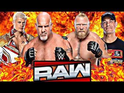 FULL MATCH - Brock Lesnar & John Cena Vs. Cody Rhodes & Goldberg : WWE RAW Netflix 2025 background