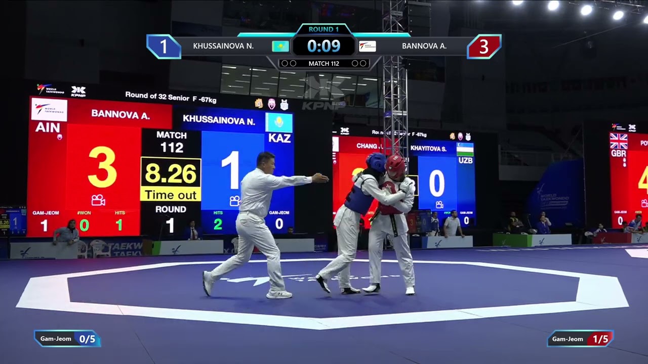 112 Round of 32 F 67kg KAZ KHUSSAINOVA N AIN BANNOVA A PGM background