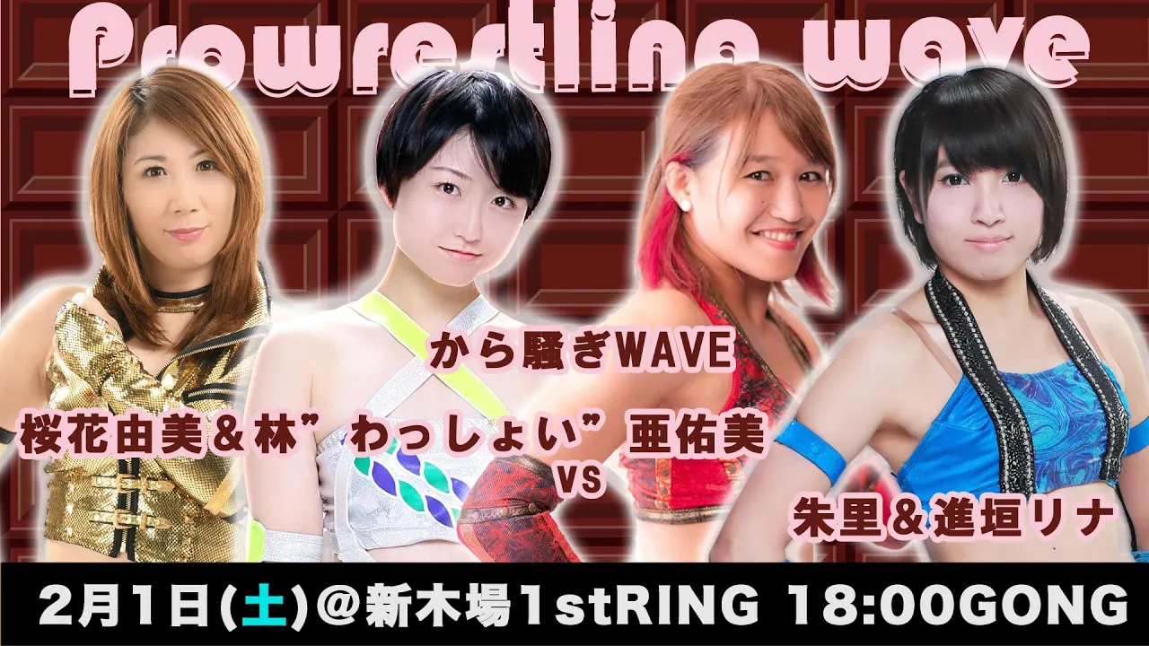 20200201新木場WAVE から騒ぎWAVE 桜花&林vs朱里&進垣 プロレスリングwaveチャンネル本物 あくまでもダイジェスト background