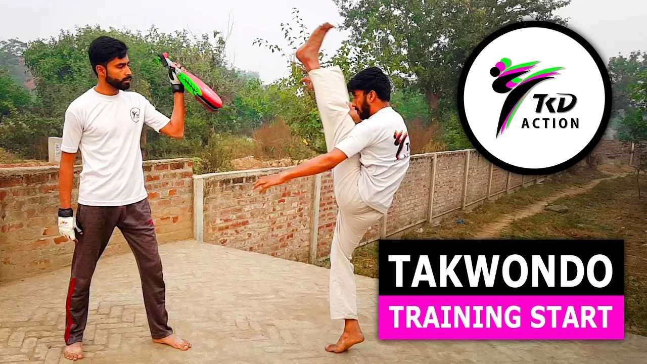 Taekwondo training start Basic kicking Morning Workout backdrop