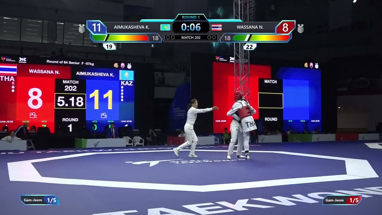 202 Round of 64 F 57kg KAZ AIMUKASHEVA K THA WASSANA N PGM background